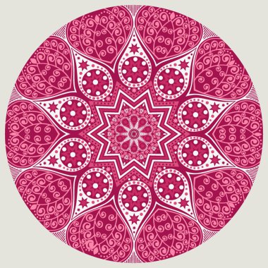 Ornamental round lace pattern, circle background with many detai clipart