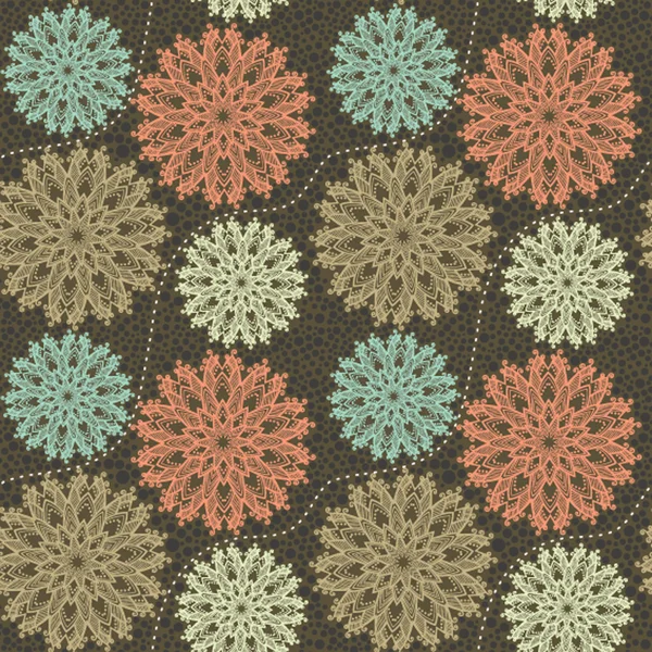 Patrón sin costura con flores adornadas — Archivo Imágenes Vectoriales