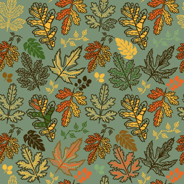 Ein nahtloses Muster mit Blatt, Herbstblatt Hintergrund — Stockvektor
