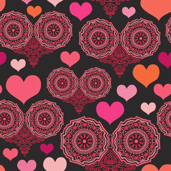 Motif romantique sans couture avec des cœurs — Image vectorielle