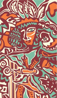 Indian art stylization, vector symbolic design. Abstract background clipart