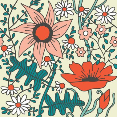 Seamless floral pattern.Endless texture with flowers. clipart