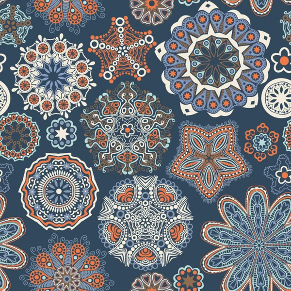 Flores adornadas textura sin costuras, patrón sin fin — Archivo Imágenes Vectoriales