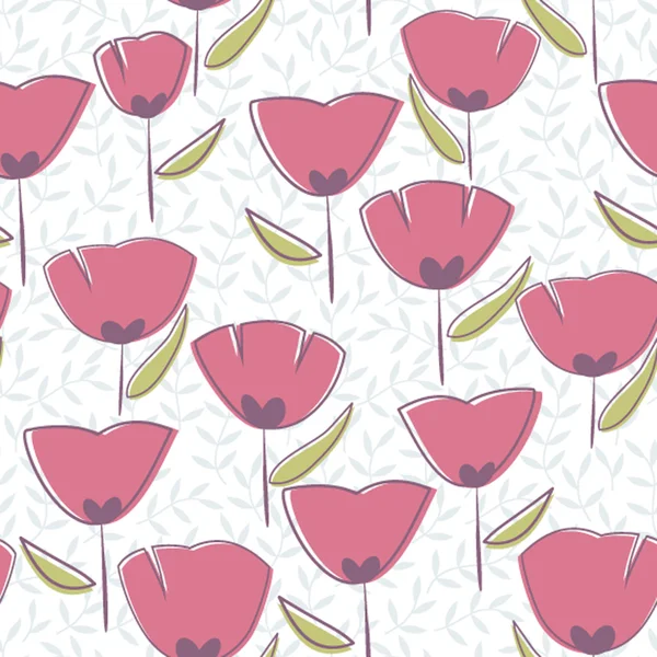 罂粟无缝模式，无休止的纹理与罂粟 — 图库矢量图片
