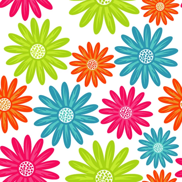 明るい花柄シームレス テクスチャ、無限パターンの花を持つ — ストックベクタ