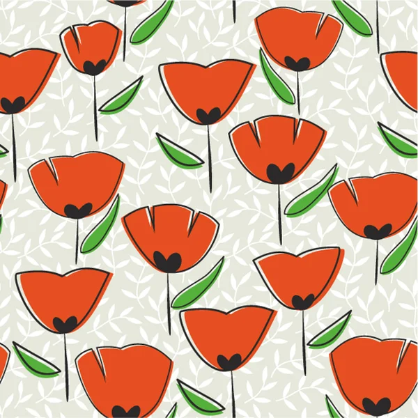 Poppy seamless pattern, endless texture with poppy — Stock Vector