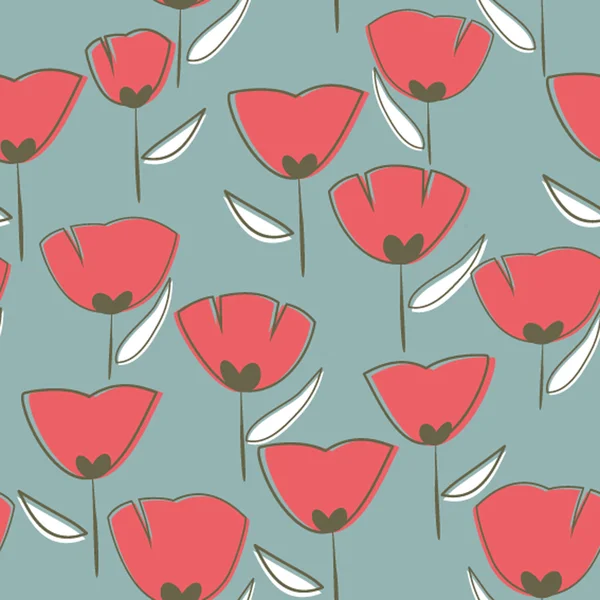 罂粟无缝模式，无休止的纹理与罂粟 — 图库矢量图片