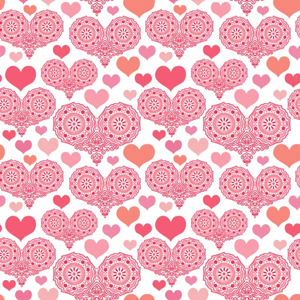 Romantisches nahtloses Muster mit Herzen — Stockvektor