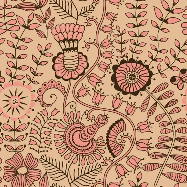 Textura perfecta con flores y mariposas. Endless floral pa — Archivo Imágenes Vectoriales