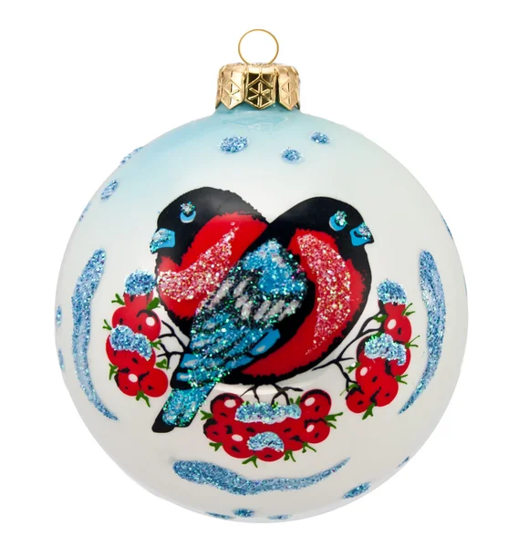 Bullfinch s jeřabinovo Vánoční dekorace — Stock fotografie