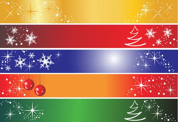 5 banderas de Navidad — Vector de stock
