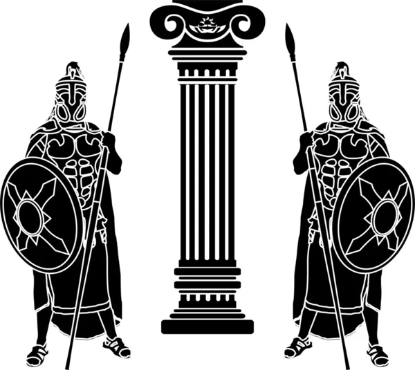 Dos hoplits y columna — Vector de stock