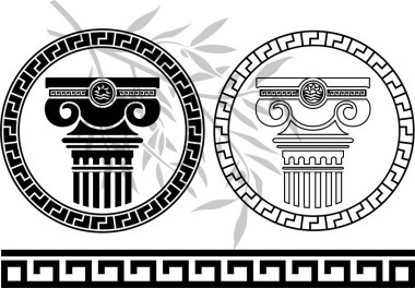 Hellenic columns and olive branch clipart
