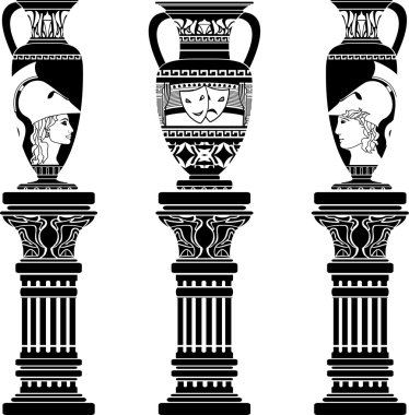 Hellenic jugs with columns clipart