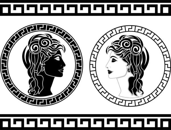 Roma'lı kadın profilleri — Stok Vektör