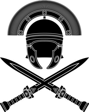 Roman helmet and swords clipart