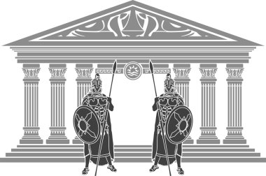 Two titans and temple of atlantis clipart
