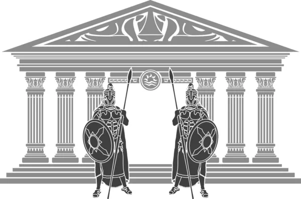 Twee titanen en tempel van atlantis — Stockvector