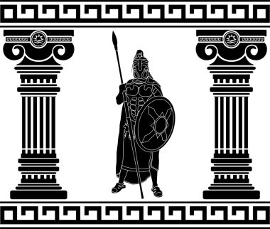 Black warrior with with columns. first variant clipart