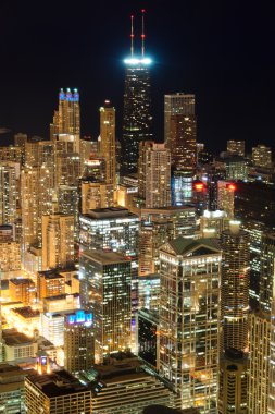 Chicago at night clipart