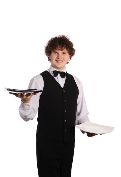 Симпатичный официант — стоковое фото