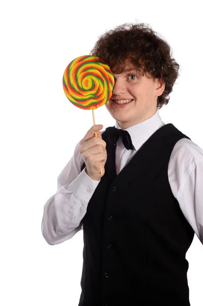 Waiter with lollipop — Stock Photo, Image