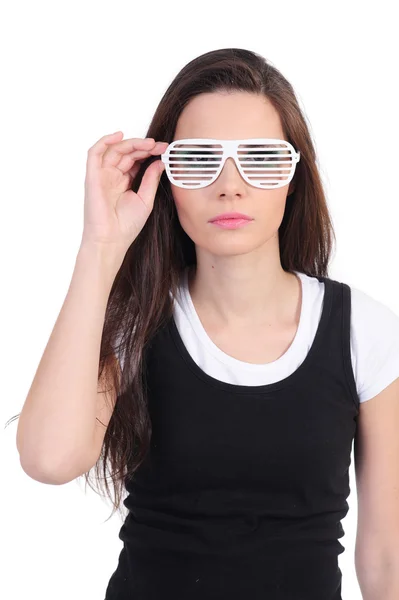 Жінка з білими окулярами — стокове фото