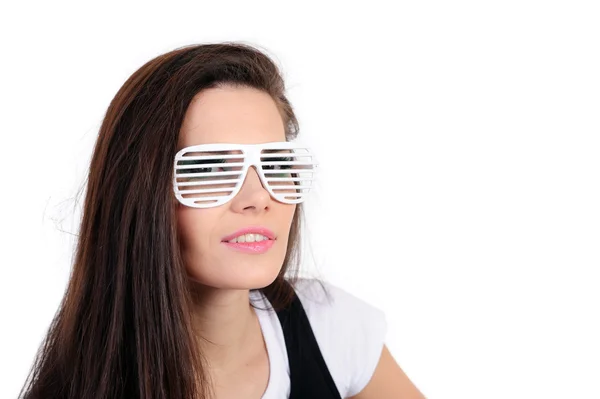 Mujer con gafas blancas — Foto de Stock