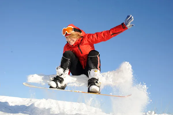 Snowboard kadın — Stok fotoğraf