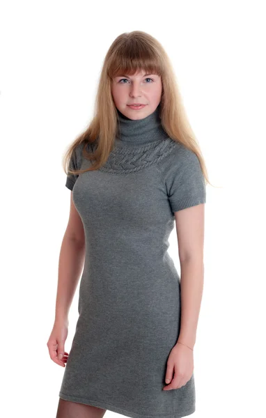 The girl in a gray dress — Stock Photo, Image