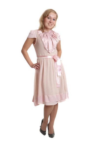 Lány rózsaszín ruhában — Stock Fotó