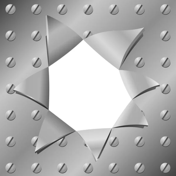 Ilustración vectorial de una placa metálica con un orificio — Vector de stock