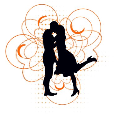 Vector silhouette of a loving couple clipart