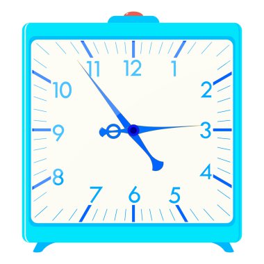 Vector illustration of a blue square alarm clipart