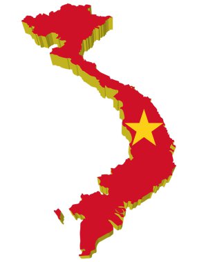 Vietnam 'ın 3 boyutlu haritası.