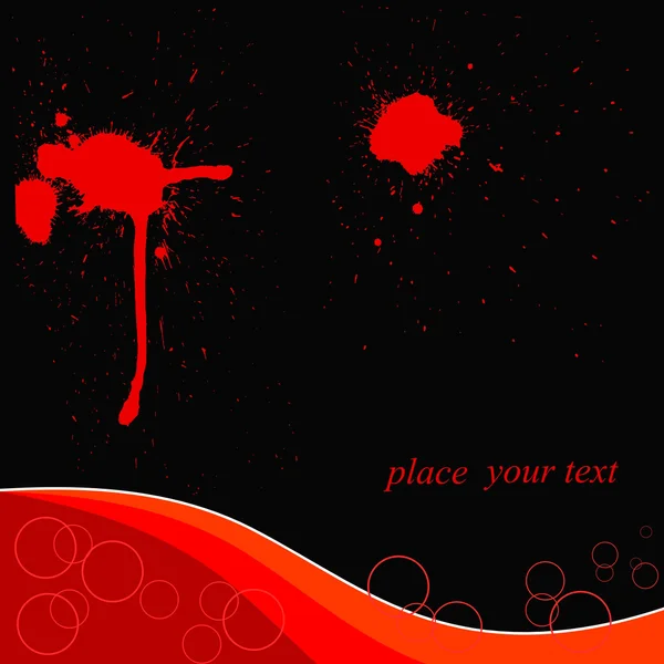 Fond noir avec taches rouges — Image vectorielle