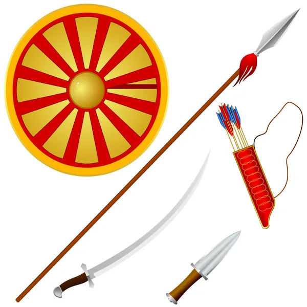 Collection of vector illustrations Cossack weapons — Stock Vector