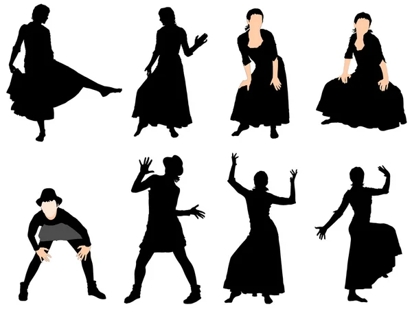 Collection of vector dancers — Stock Vector