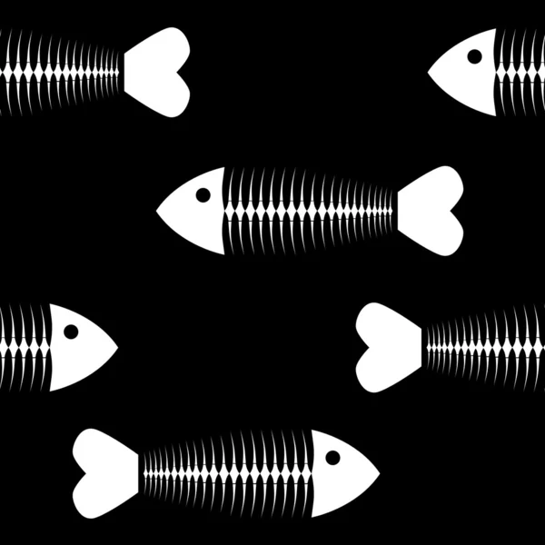 Texture sans couture avec un poisson squelette — Image vectorielle