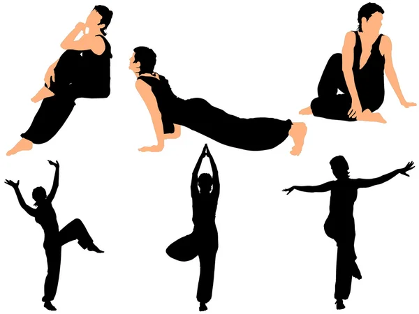 Collection of vector illustrations gymnasts — Stock Vector