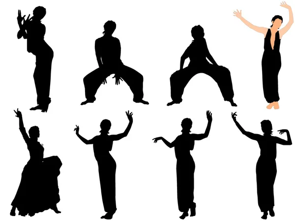Collection of vector illustrations of dancers — Stock Vector