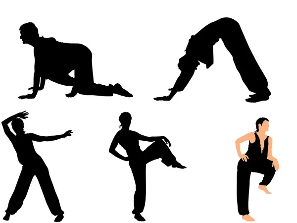 Set of vector pictures gymnasts — Stock Vector