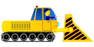 Bulldozer and the driver clipart