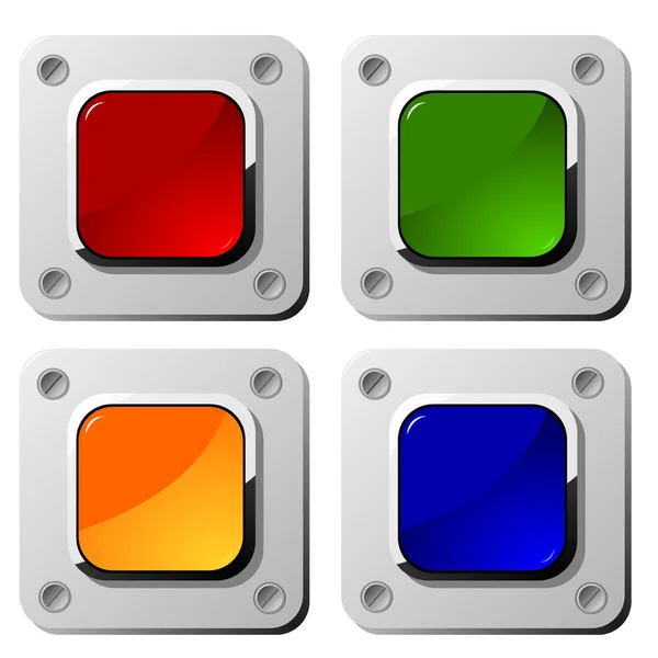 Square buttons on a metal background — Stock Vector