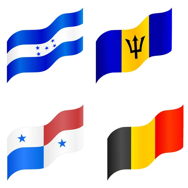 Flagi narodowe izolowane na białym — Wektor stockowy