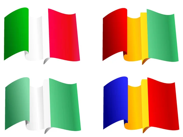National flags Guinea, Romania, Nigeria, Italy — Stock Vector