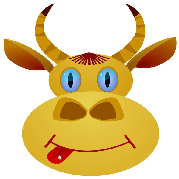 Голова коровы с пирсингом на языке — стоковый вектор