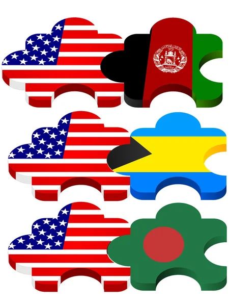 Puzzle vectoriel avec symbolique nationale des États-Unis Amérique , — Image vectorielle
