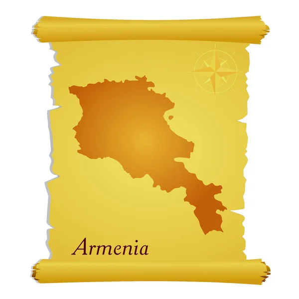 Vector parchment with a silhouette of Armenia — Stock Vector