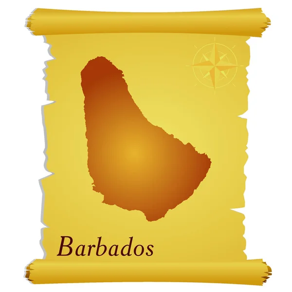 Parchemin vectoriel avec une silhouette de la Barbade — Image vectorielle